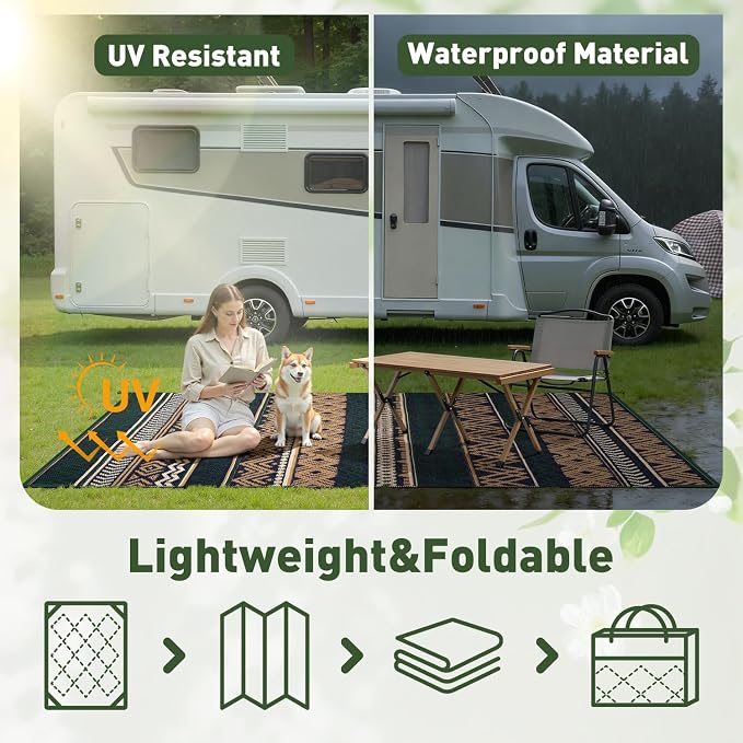 MontVoo Outdoor Rug Carpet Waterproof-Patio Rug Mat 6x9 Reversible RV Outdoor - Image 9