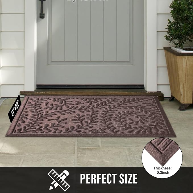HIYARD Front Door Mat, Absorbent Dirt Trapping Welcome Door Mat Indoor Outdoor - Image 3