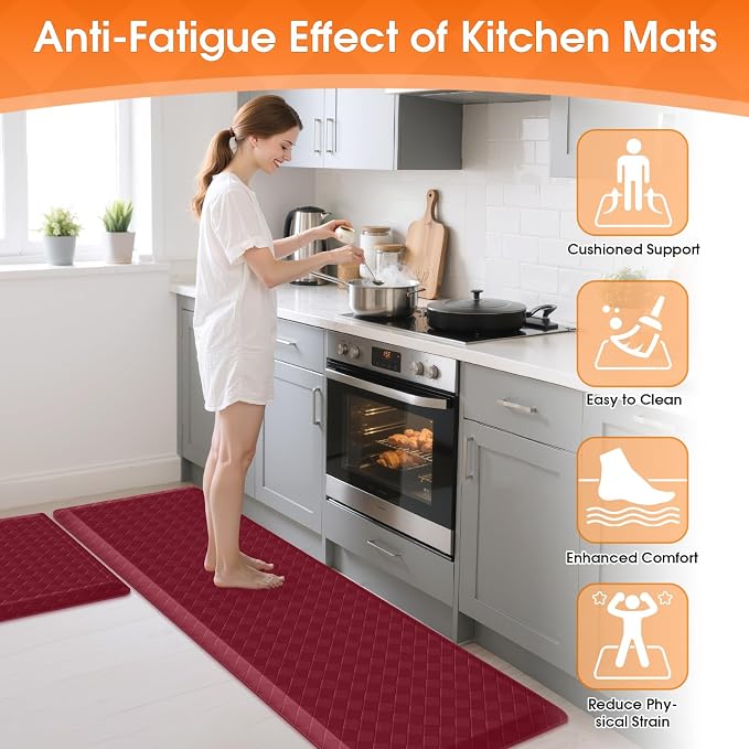 TranquilRelax 4/5 Inch Thick 2-Piece Anti-Fatigue Kitchen Mats, Cushioned - Image 4