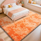 Mottling Orange Fluffy Rug Shag Area Rug, 3x5 Area Rugs - Image 3
