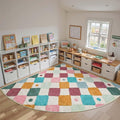 jinchan Macy Kids Rug for Classroom 8ft Radius Corner Washable Area Rug Modern by JINCHAN
