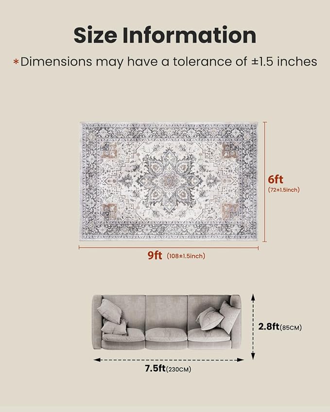 AMADA HOMEFURNISHING 6x9 Area Rugs, Vintage Rugs - Image 2