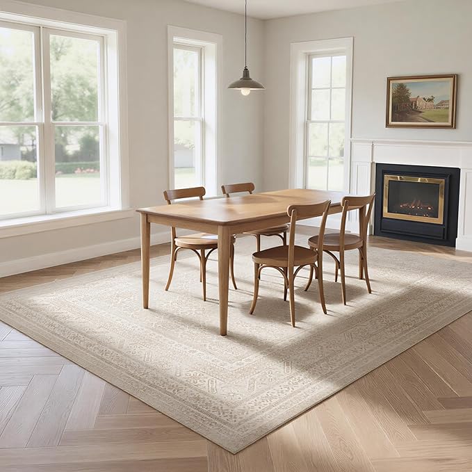 Washable Rugs 8x10 Area Rugs for Living Room- Vintage Brown Rugs for Bedroom - Image 7