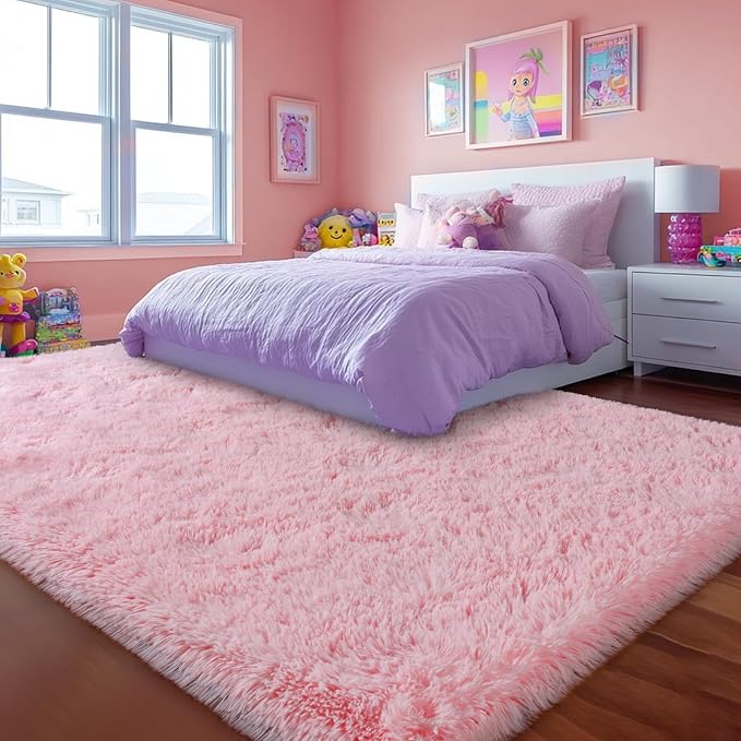 qulint 10x14 Area Rugs for Living Room, Large Fluffy Pink Rugs for Bedroom - Image 9
