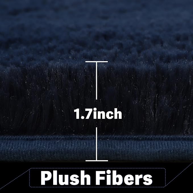 BENRON Navy Blue Fluffy Rugs for Living Room Bedroom 4x6, Soft Plush Fuzzy - Image 7