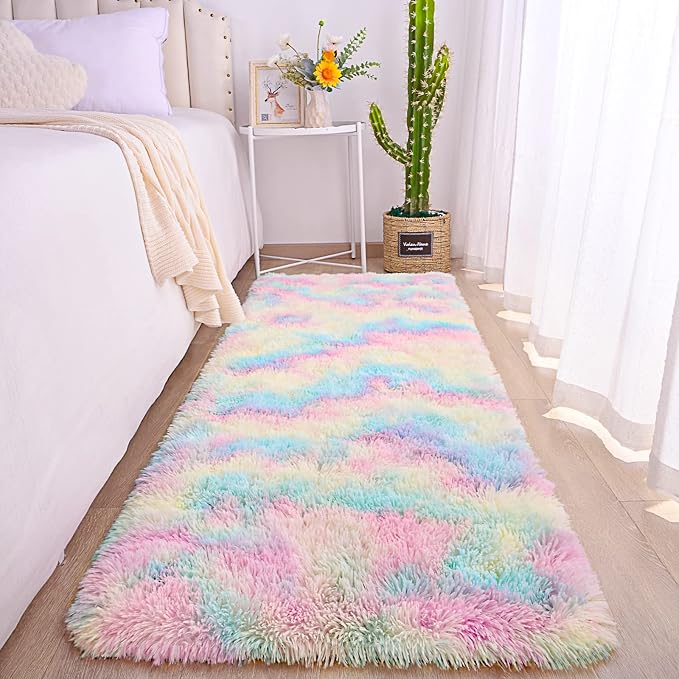 AROGAN Soft Rainbow Area Rugs for Girls Room 2x6 Feet, Fluffy Girls Bedroom Rugs - Image 5