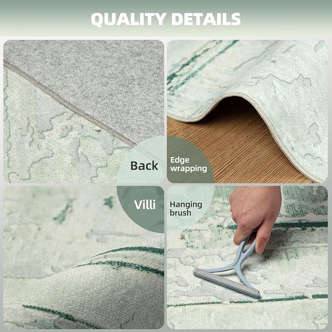 Washable Rugs 8x10 Area Rugs for Living Room, Ultra Soft Faux Wool Retro Carpets - Image 2