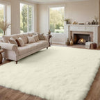 8x10 Area Rugs for Living Room Rug: Soft Fluffy Shag Cream White Rugs for - Image 4