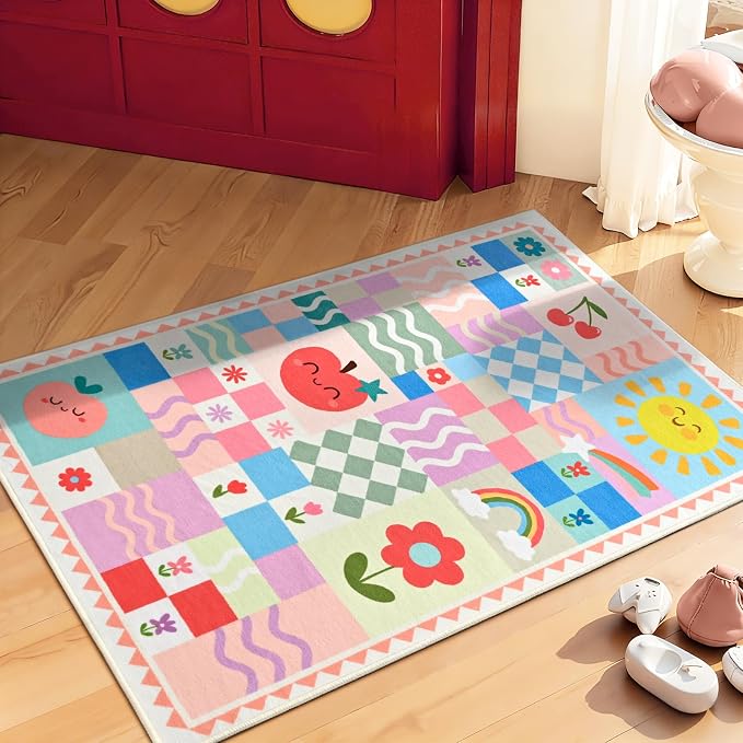 2×3 Small Pink Area Rug for Bedroom, Washable Entryway Rug Non Slip, Soft Low by Snoffic