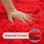 Red Rugs for Bedroom, 4x6 Fluffy Area Rugs for Living Room, Small Fuzzy Shag - Image 2