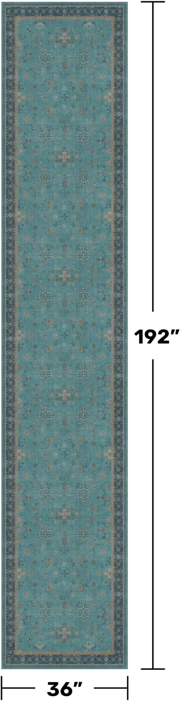Hazo Haus Washable 3x16 Extra Long Hallway Runner Rug, Boho Aqua Blue Large - Image 2