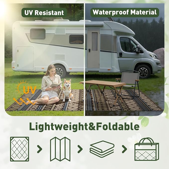 MontVoo Outdoor Rug Carpet Waterproof-Patio Rug Mat 8x10 Reversible RV Outdoor - Image 7