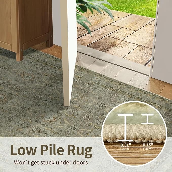 Rugxara 5x7 Area Rugs for Living Room Bedroom, Washable Rug, Vintage Floral - Image 8