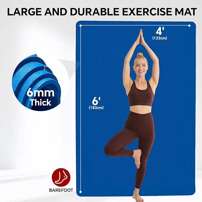 Stepwaver Extra Large Yoga Mat 6'x4', Ultra Durable, Wide Workout Mat, Wide - Image 2