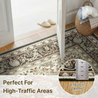 3x5 Area Rug for Living Room-Vintage Farmhouse Boho Floral Neutral Washable - Image 2