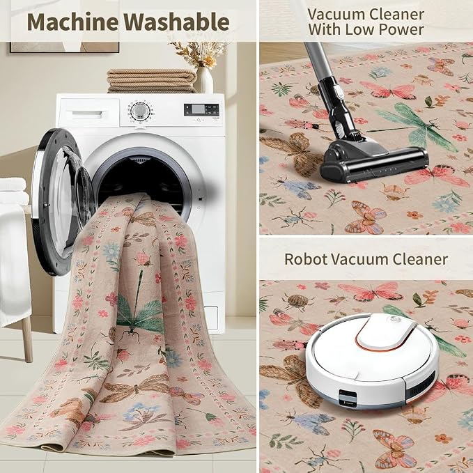 Rugxara 2x6 Floral Runner Rug, Washable Runners - Image 5