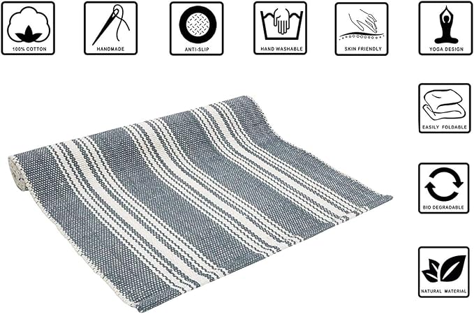 Hand Woven 100% Cotton Yoga Mat- Thick Handloom Made in India- - Image 2