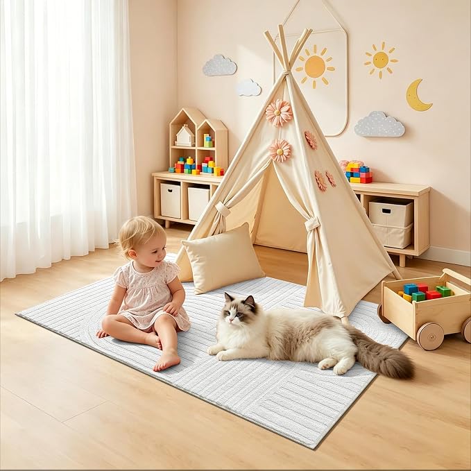 Pauwer 3x5 Washable Area Rugs for Living Room Modern White Solid Color Soft - Image 8