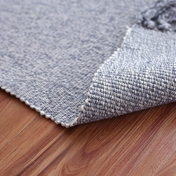 Cotton Bathroom Rug Reversible Laundry Room Rag Rug. Hand Woven Chindi Area Rug - Image 3