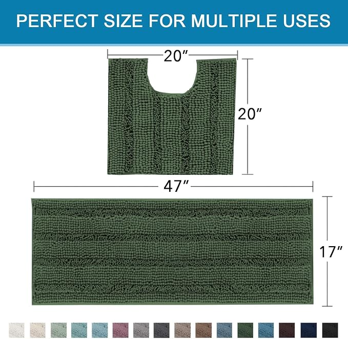 H.VERSAILTEX Bathroom Rugs Bath Rug Set 2 Piece Bathroom Contour Rug Toilet Mat - Image 2