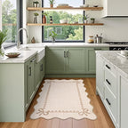 GarveeHome Scalloped Bow Rug for Kitchen Floor, Solid Beige Rug for Dorm - Image 3