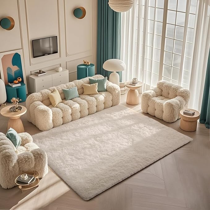 Ophanie 5x7 Area Rugs for Living Room Ivory, Fluffy Shag Large Fuzzy Plush Soft - Image 5