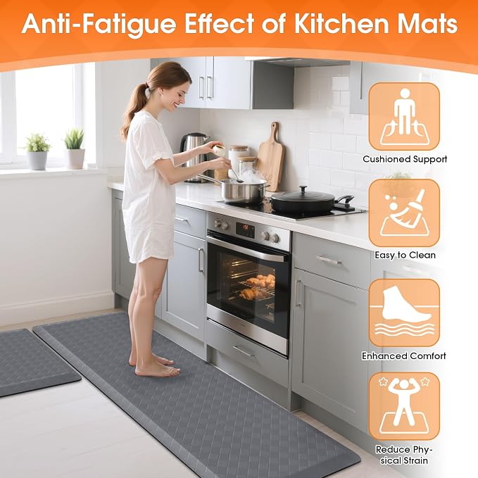 TranquilRelax 4/5 Inch Thick 2-Piece Anti-Fatigue Kitchen Mats, Cushioned - Image 4