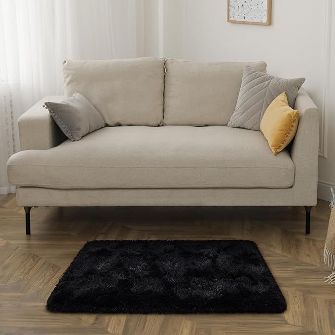 HOMORE Small Rugs for Bedroom 2x3 Feet Black Rug for Bedroom Bedside Soft - Image 2