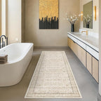 Beige Boho Bathroom Rug 2x7 by HazoHaus