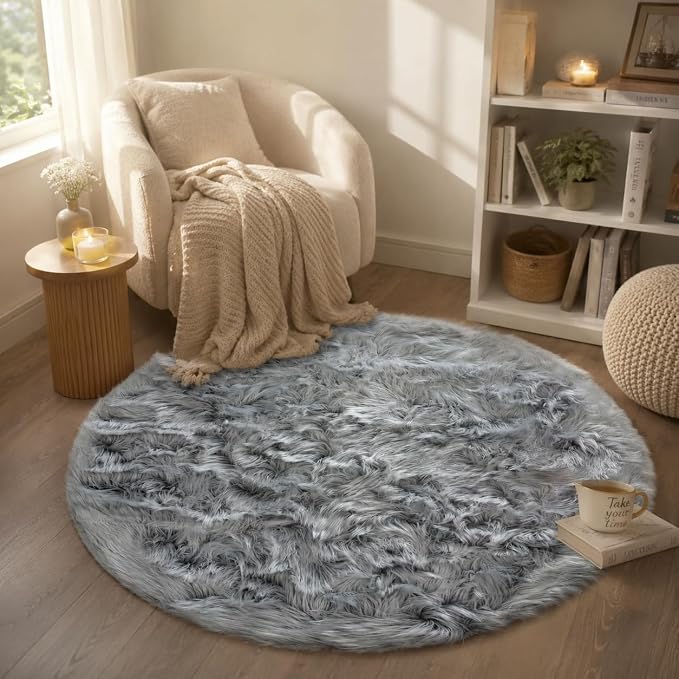 EasyJoy Faux Sheepskin Rug, Fluffy Faux Fur Rug, Ultra Soft Shag Area Rug - Image 2
