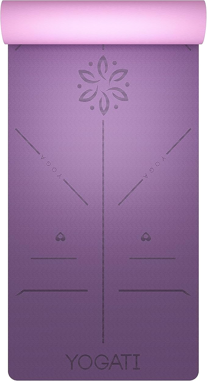 YOGATI® Yoga Mat with Strap with Alignment Lines. Home Workout Mat - Image 8