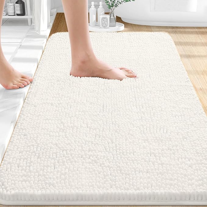 OLANLY Bathroom Rugs 32x20, Extra Soft Absorbent Chenille Bath Rugs, Rubber - Image 3