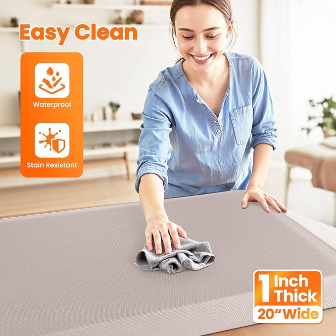 Kitchen Mats for Floor, 1 Inch Extra-Thick Kitchen Rugs, Non-Slip & Waterproof - Image 9