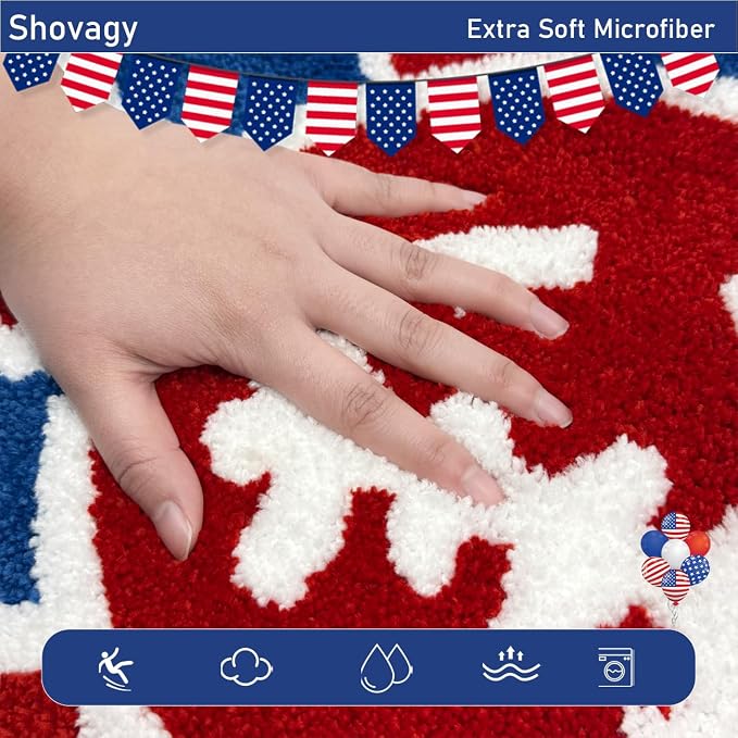 Trippy Happy Face Rug 4th of July Bathroom Rugs Patriotic Independence Day - Image 6