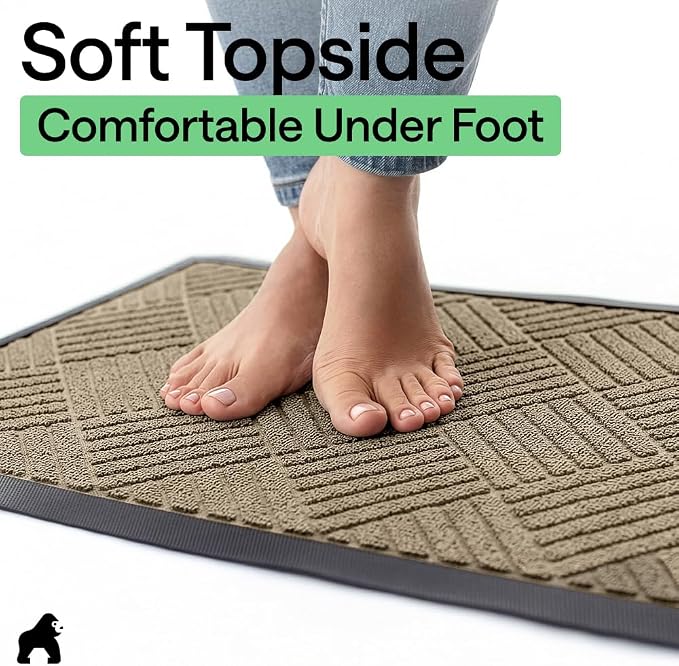 GORILLA GRIP 100% Waterproof All-Season WeatherMAX Doormat US Designed Natural - Image 8