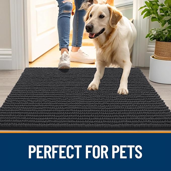 OLANLY Dog Door Mat for Muddy Paws 30x20, Ultra Absorbent Chenille Mud Doormat - Image 6