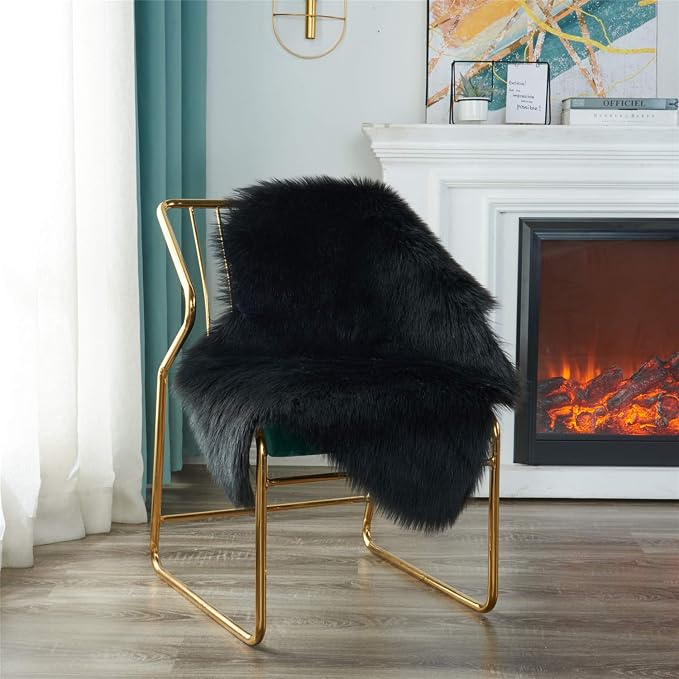 EasyJoy Ultra Soft Fluffy Shaggy Area Rug Faux Fur Rug Chair Cover Seat Pad - Image 2