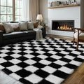 Super Soft Rug for Bedroom, 8x10 Ft Black and White Area Rug Classic Checkered by TOOHUB