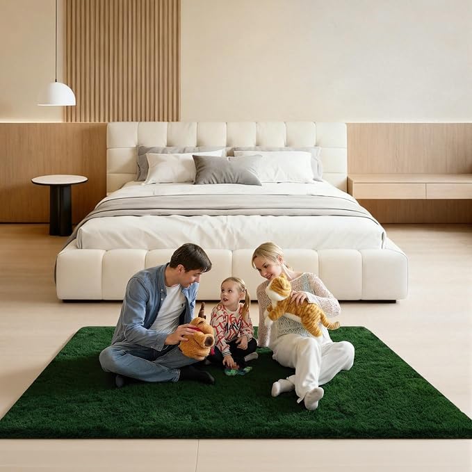 5x7 Area Rugs for Living Room, Large Fluffy Dark Green Rugs for Bedroom - Image 6