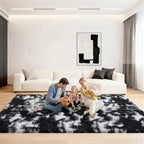 Black and White Rugs for Living Room, Large Fluffy 6x9 Area Rugs for Bedroom by Unknown