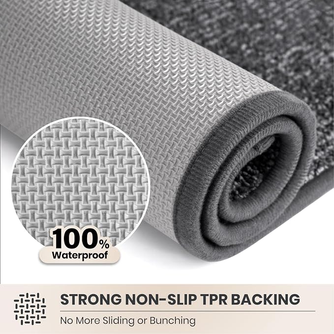 PURRUGS Dirt Trapping Door Mat Half Round 24" x 35.5", Non-Slip Machine - Image 5
