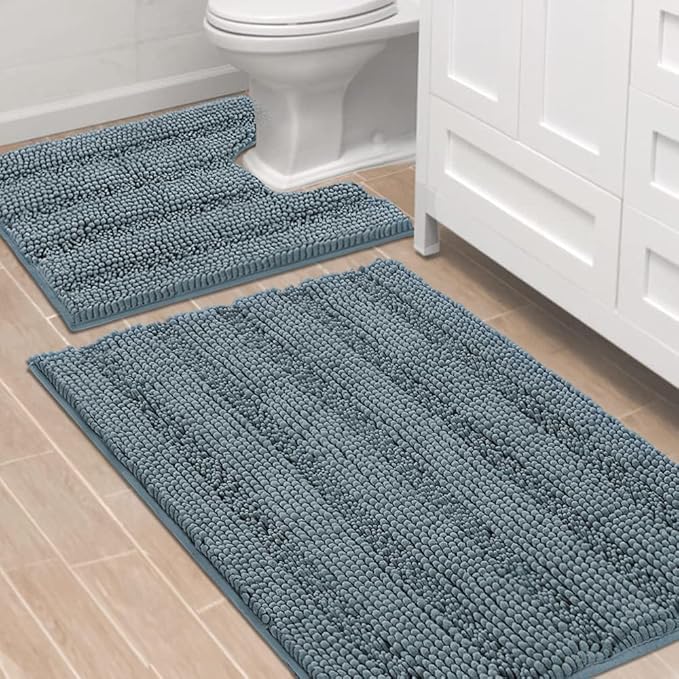 H.VERSAILTEX Bathroom Rugs Bath Rug Set 2 Piece Bathroom Contour Rug Toilet Mat by HVERSAILTEX
