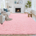 8x10 Area Rug for Living Room: Soft Fluffy Shag Pink Rugs for Bedroom, Non-Slip by CarpetAddColortoYourLife