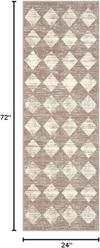 Checkered Kitchen Runner Rug 2x6 Beige, Non Slip Washable Hallway Bathroom - Image 2