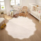 GarveeHome Scalloped Round Rugs 5Ft Washable Area Rug by GarveeHome