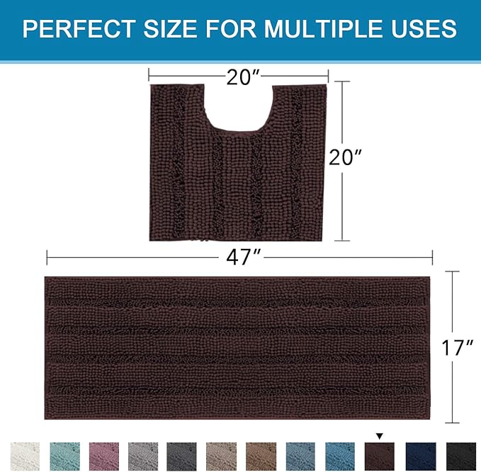 H.VERSAILTEX Bathroom Rugs Bath Rug Set 2 Piece Bathroom Contour Rug Toilet Mat - Image 2