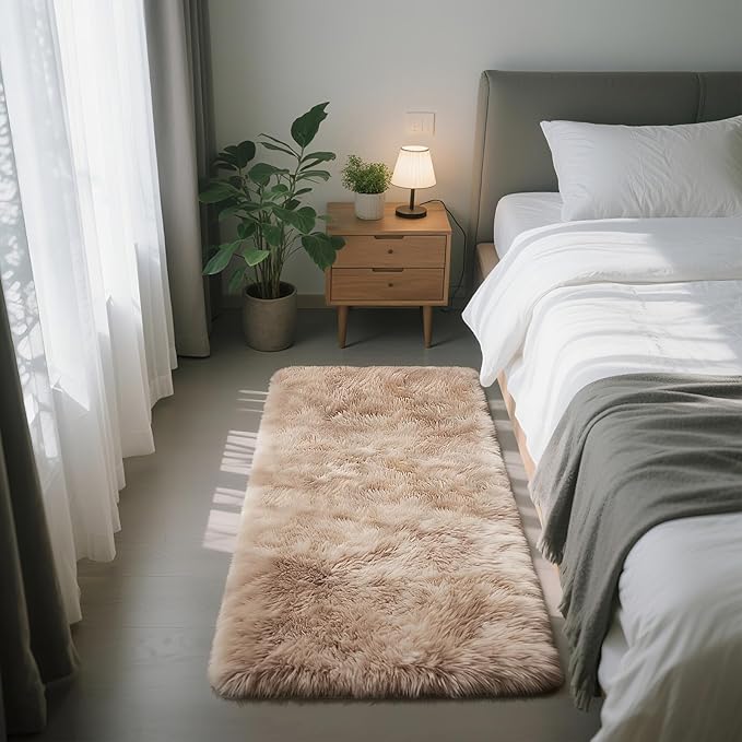 Fluffy Rug Shag Area Rug, Mottling Beige 2x4 Area Rugs by Yongyangjuxi