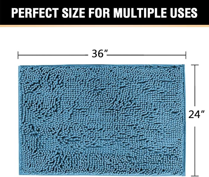 H.VERSAILTEX Bath Mat for Bathroom Non Slip Luxury Chenille Ultra Soft Bath - Image 2