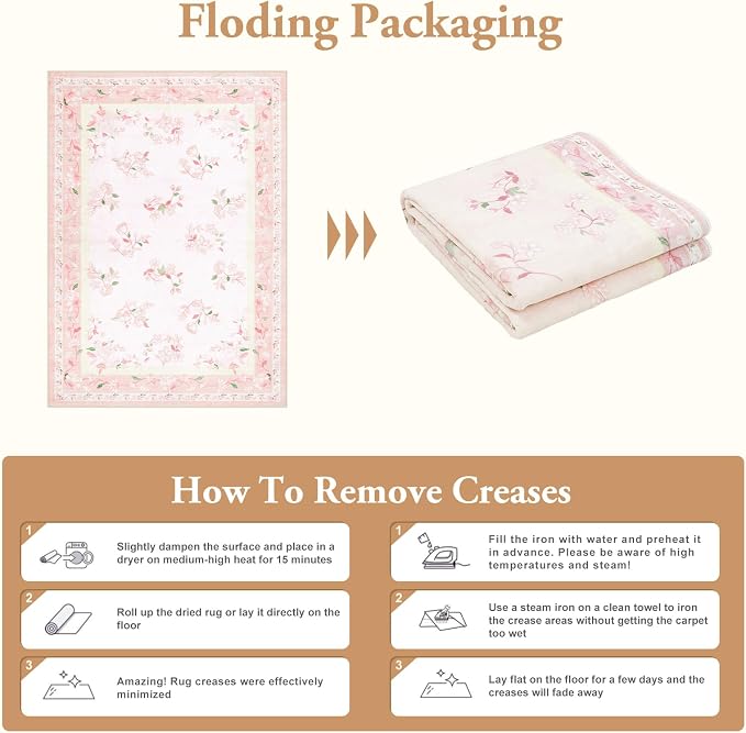 LIVEBOX Floral Pink Washable Entryway Rug, 2x3 Boho Bathroom Rugs Non Slip Soft - Image 7