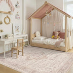 Rugxara Washable Area Rug for Living Room & Bedroom, Soft Pink Rugs for Girls by Rugxara